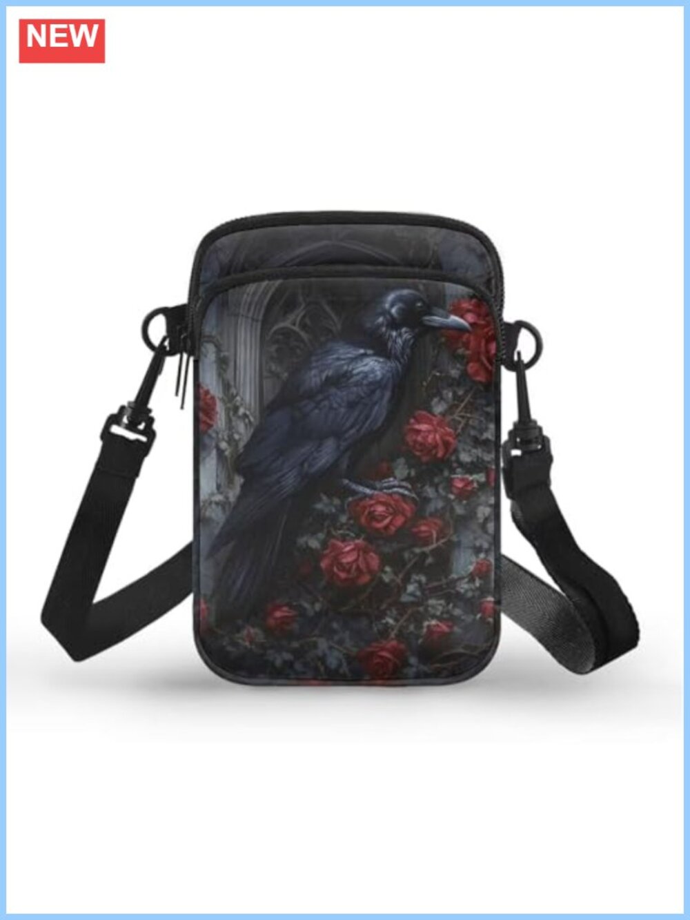 Small Gothic Crossbody Phone Bag Polyester Adjustable Strap Women Purse